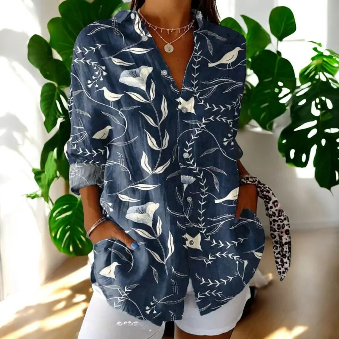 Blouse Vintage Intemporelle Élégante Avec Coupe Confortable Polyvalente Pour Journée Décontractée Semi Formelles
