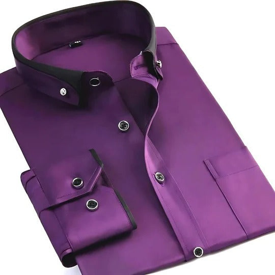 Chemise Homme Manches Longues Amawinc Silhouette Épurée Polyvalente Pour Quotidien Du Décontracté Au Habillé