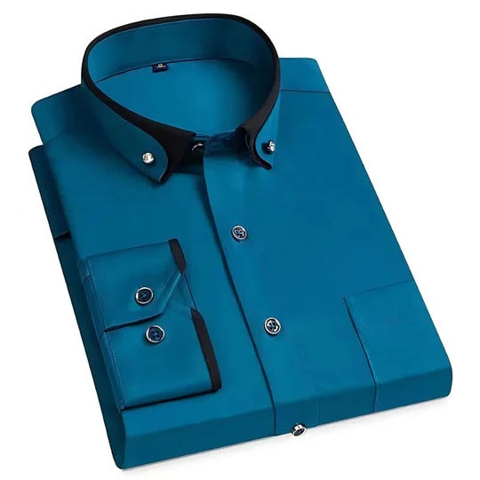 Chemise Homme Manches Longues Amawinc Silhouette Épurée Polyvalente Pour Quotidien Du Décontracté Au Habillé