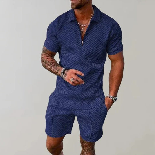 Ensemble Été Pour Homme Deux Pièces Avec Chemise À Manches Courtes Et Shorts Coordonnés Coupe Regular Décontracté