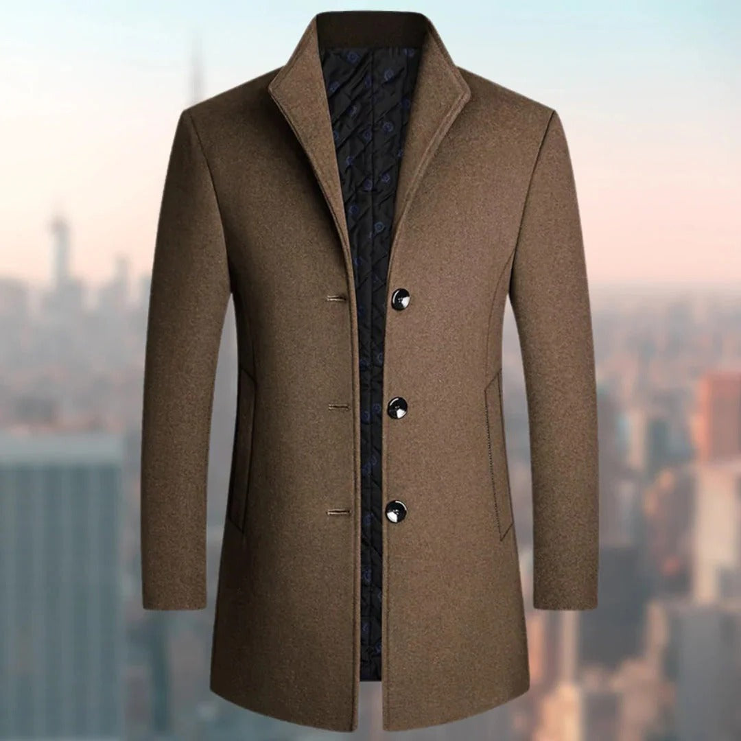 Manteau Long Homme Amawinc Hiver À Boutonnage Simple Coupe Classique Pour Temps Froid