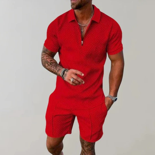 Ensemble Été Pour Homme Deux Pièces Avec Chemise À Manches Courtes Et Shorts Coordonnés Coupe Regular Décontracté