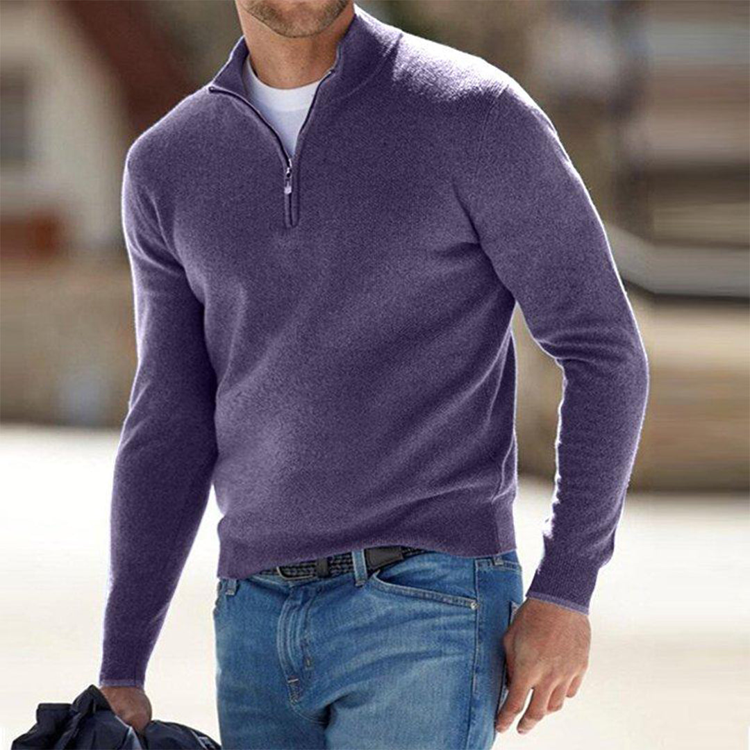 Pull Homme Amawinc D’Hiver Demi Zip Chaleureux Pour Superposition Décontractée Et Sophistiquée