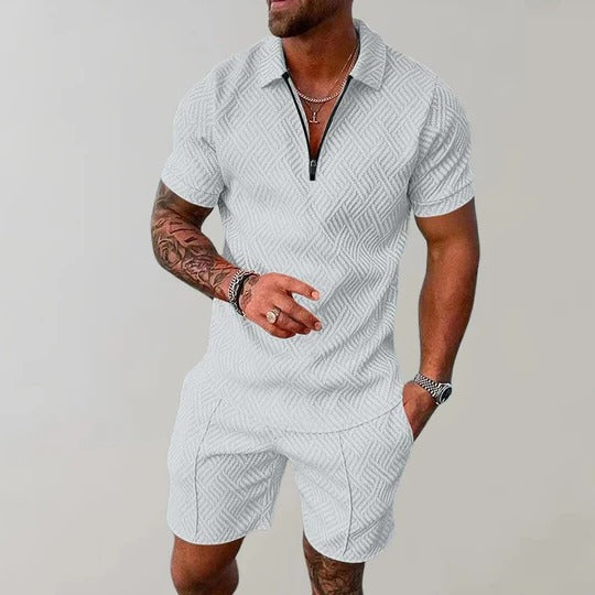 Ensemble Été Pour Homme Deux Pièces Avec Chemise À Manches Courtes Et Shorts Coordonnés Coupe Regular Décontracté
