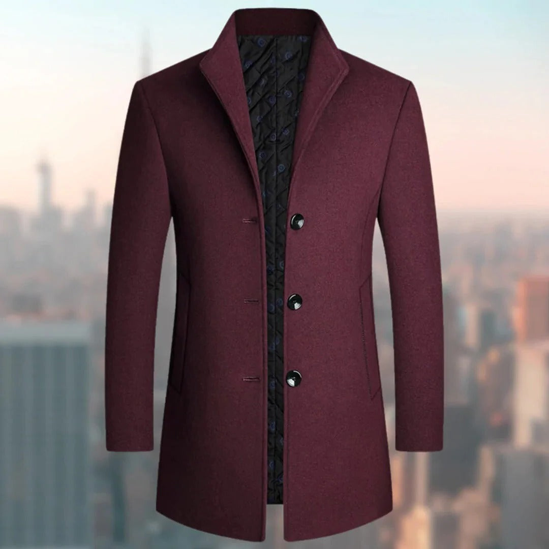 Manteau Long Homme Amawinc Hiver À Boutonnage Simple Coupe Classique Pour Temps Froid