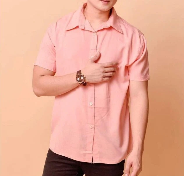 Chemise Homme En Lin Décontractée À Manches Courtes Boutonnée Coupe Décontractée Pour Le Quotidien