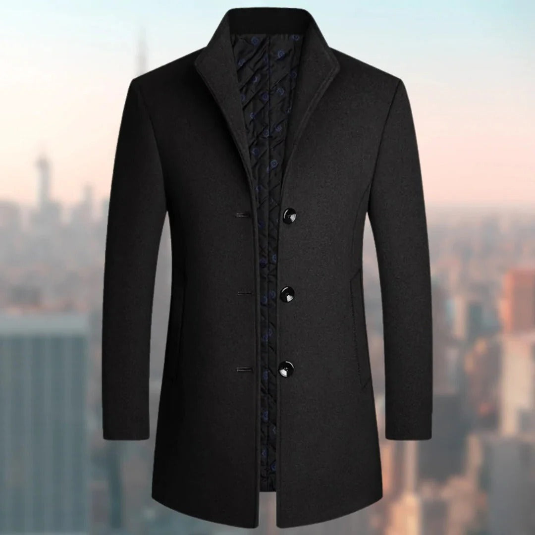 Manteau Long Homme Amawinc Hiver À Boutonnage Simple Coupe Classique Pour Temps Froid