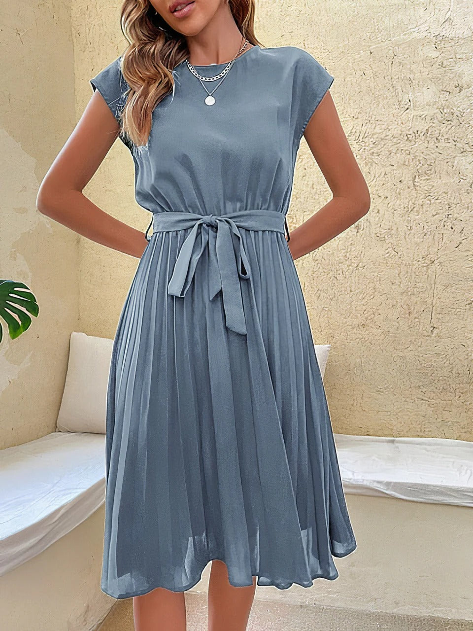 Robe D'Été Amawinc Cintrée Avec Jupe Plissée Légèrement Pour Journées Décontractées