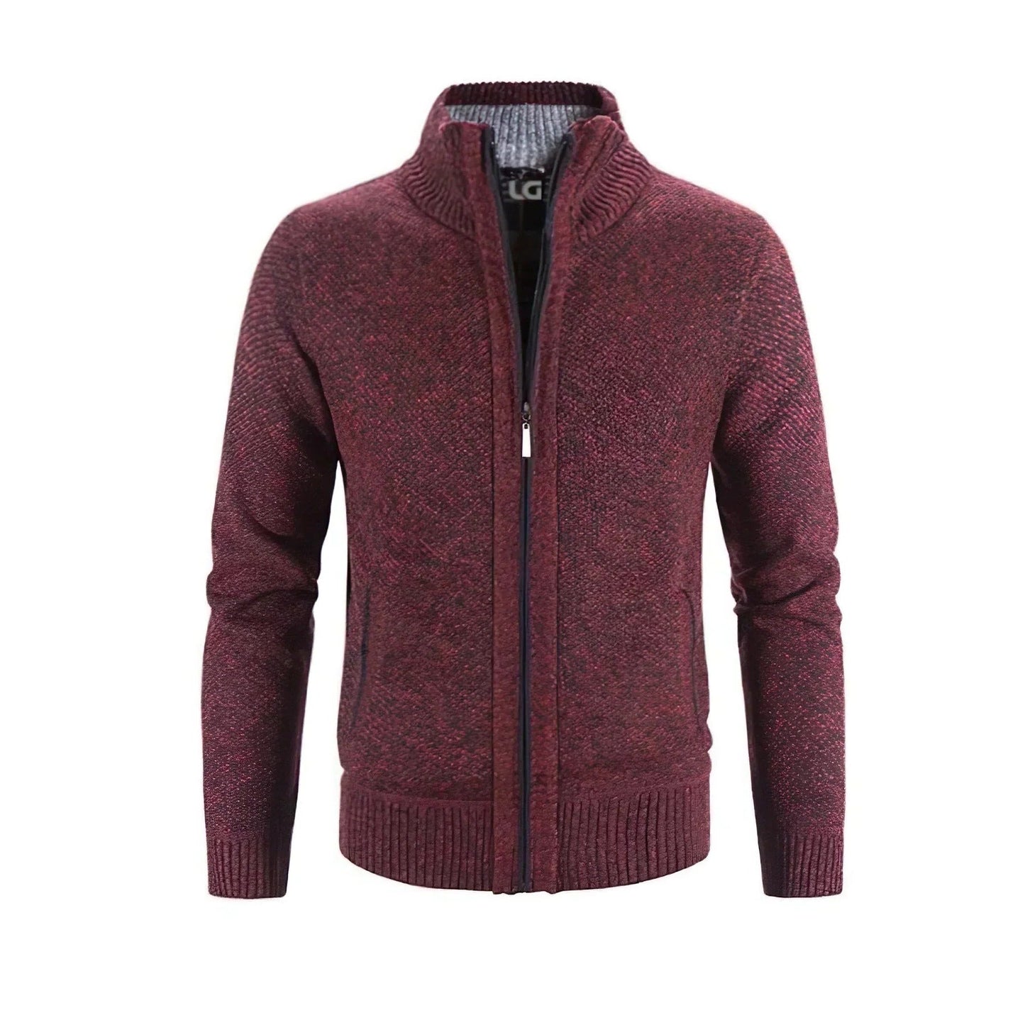 Cardigan Zip Homme Amawinc À Texture Tricot Confortable Et Coupe Structurée Avec Zip Intégral Pour Mobilité