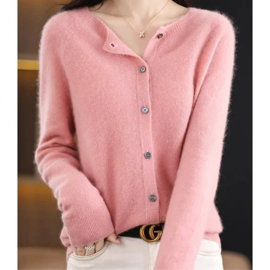 Cardigan Femme Col V Boutonné Manches Longues Idéal Superposition Chic pour Temps Frais