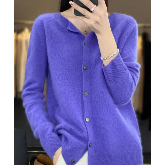 Cardigan Femme Col V Boutonné Manches Longues Idéal Superposition Chic pour Temps Frais