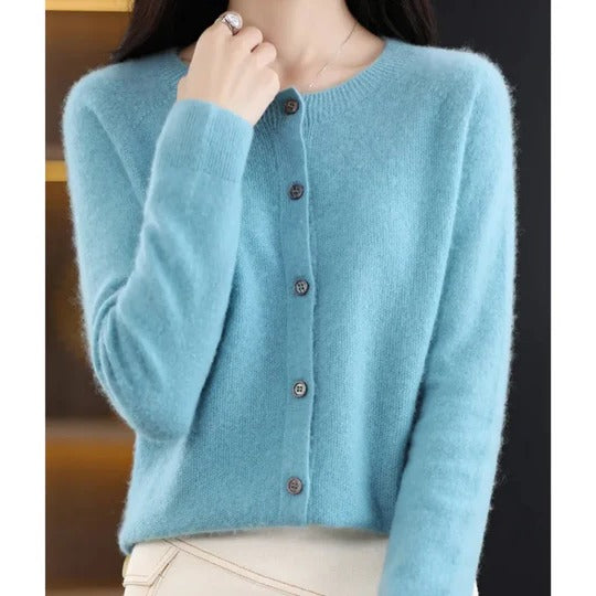 Cardigan Femme Col V Boutonné Manches Longues Idéal Superposition Chic pour Temps Frais