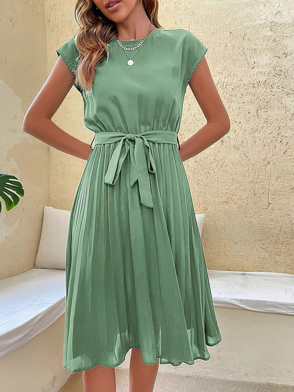 Robe D'Été Amawinc Cintrée Avec Jupe Plissée Légèrement Pour Journées Décontractées