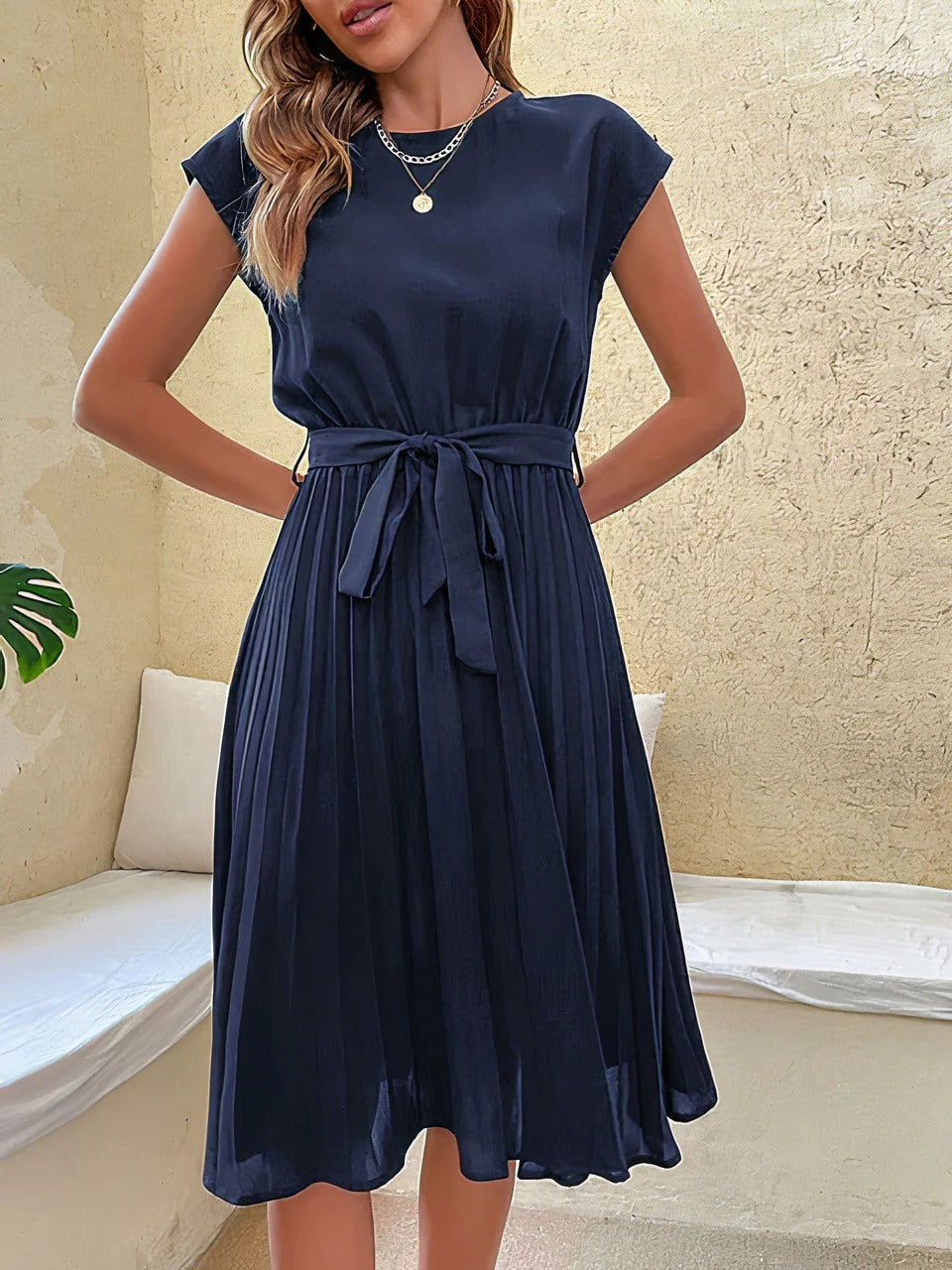 Robe D'Été Amawinc Cintrée Avec Jupe Plissée Légèrement Pour Journées Décontractées