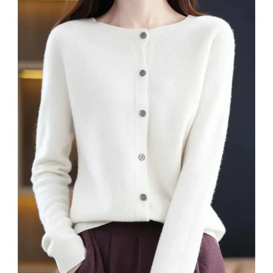 Cardigan Femme Col V Boutonné Manches Longues Idéal Superposition Chic pour Temps Frais