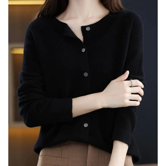 Cardigan Femme Col V Boutonné Manches Longues Idéal Superposition Chic pour Temps Frais