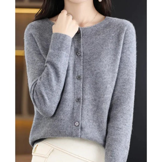 Cardigan Femme Col V Boutonné Manches Longues Idéal Superposition Chic pour Temps Frais