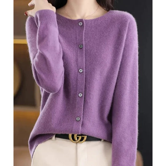 Cardigan Femme Col V Boutonné Manches Longues Idéal Superposition Chic pour Temps Frais