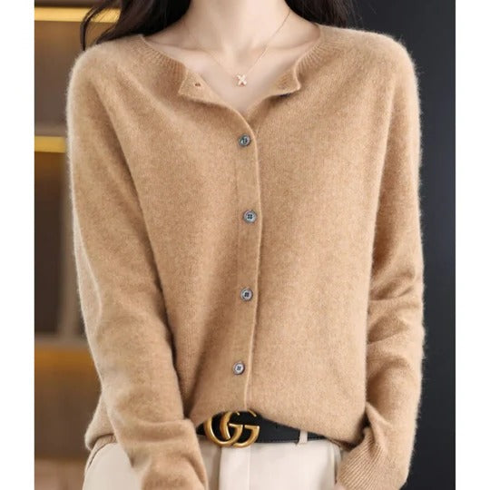 Cardigan Femme Col V Boutonné Manches Longues Idéal Superposition Chic pour Temps Frais