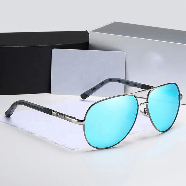 Lunettes Aviateur Polarisées Pour Hommes En Cadre Acier Inoxydable Verres À Haute Clarté Pour Plein Air