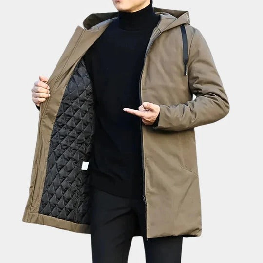 Manteau Long Pour Hommes Amawinc Avec Doublure Quiltée Intérieure Pour Toutes Saisons Veste Extérieure Structurée
