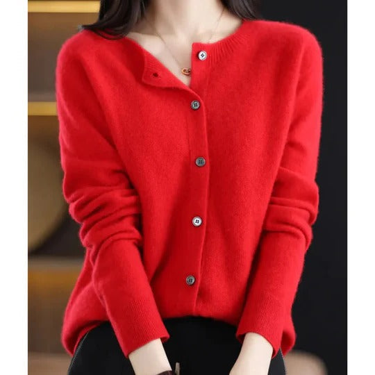 Cardigan Femme Col V Boutonné Manches Longues Idéal Superposition Chic pour Temps Frais