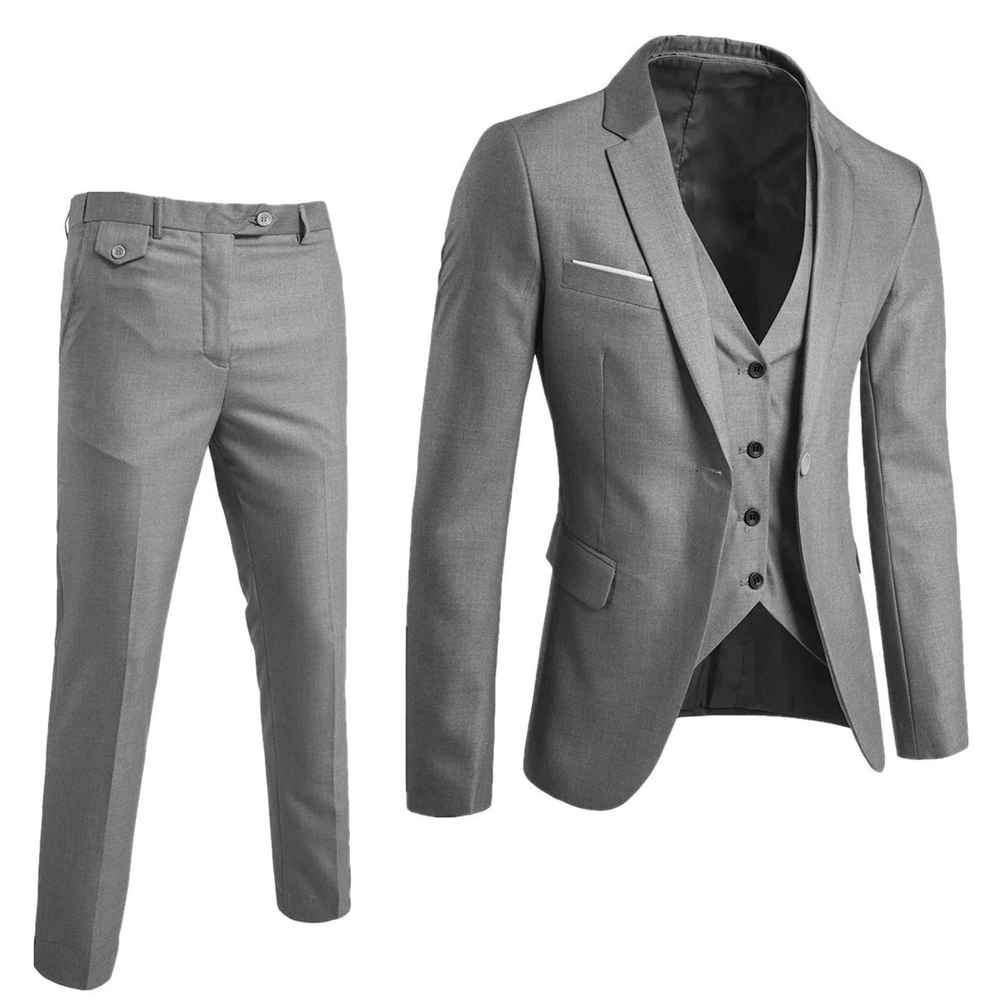 Ensemble Costume Homme 3 Pièces Amawinc Avec Veste Gilet Pantalon Pour Occasions Professionnelles