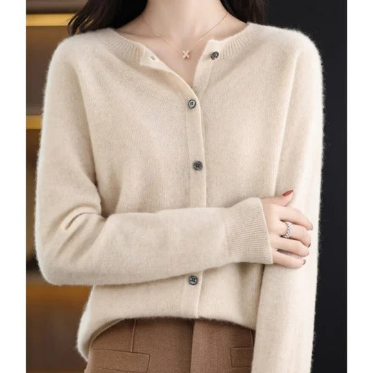 Cardigan Femme Col V Boutonné Manches Longues Idéal Superposition Chic pour Temps Frais