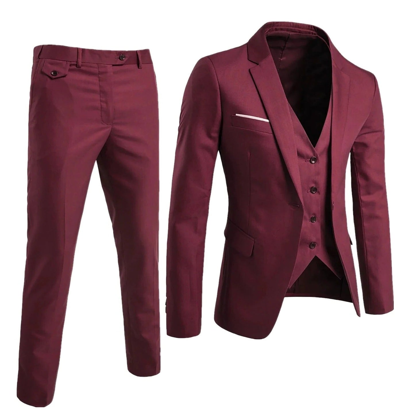 Ensemble Costume Homme 3 Pièces Amawinc Avec Veste Gilet Pantalon Pour Occasions Professionnelles