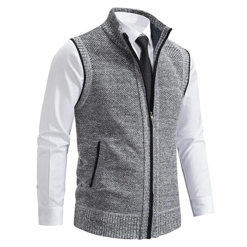 Amawinc Gilet Sans Manches En Maille Avec Zip Et Col Debout Pour Tenues Formelles Ou Décontractées