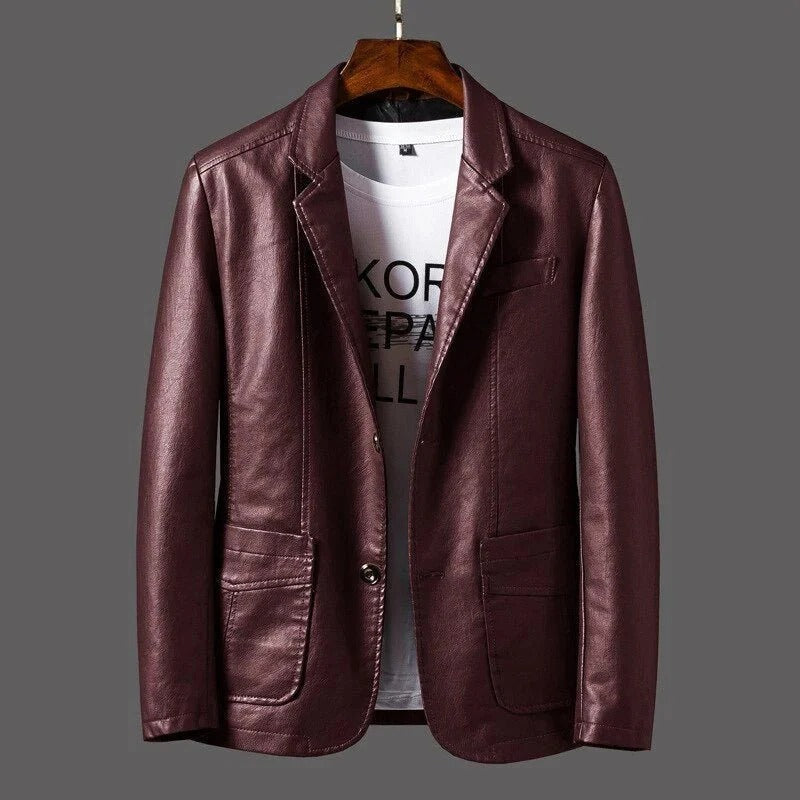Veste En Cuir Véritable Carsten Classique Polyvalente Pour Décontracté Et Affaires