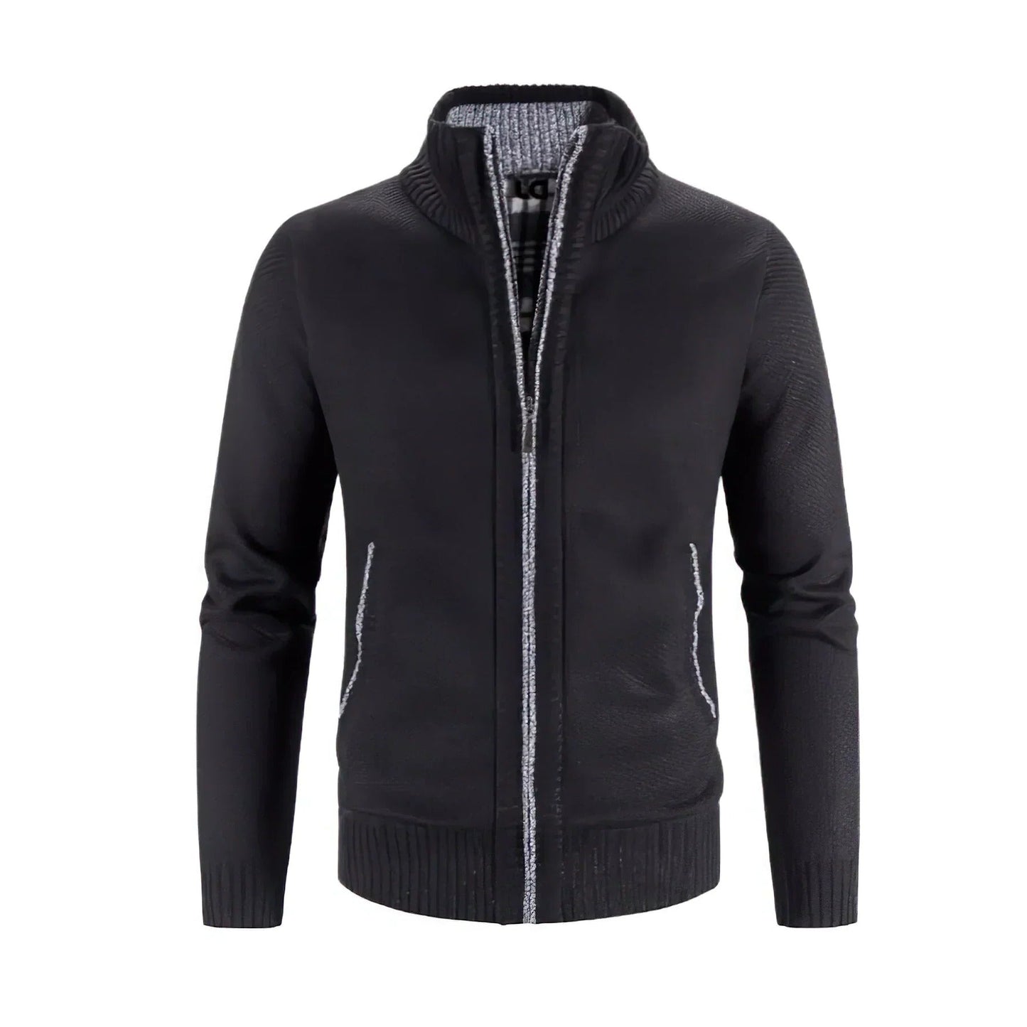 Cardigan Zip Homme Amawinc À Texture Tricot Confortable Et Coupe Structurée Avec Zip Intégral Pour Mobilité