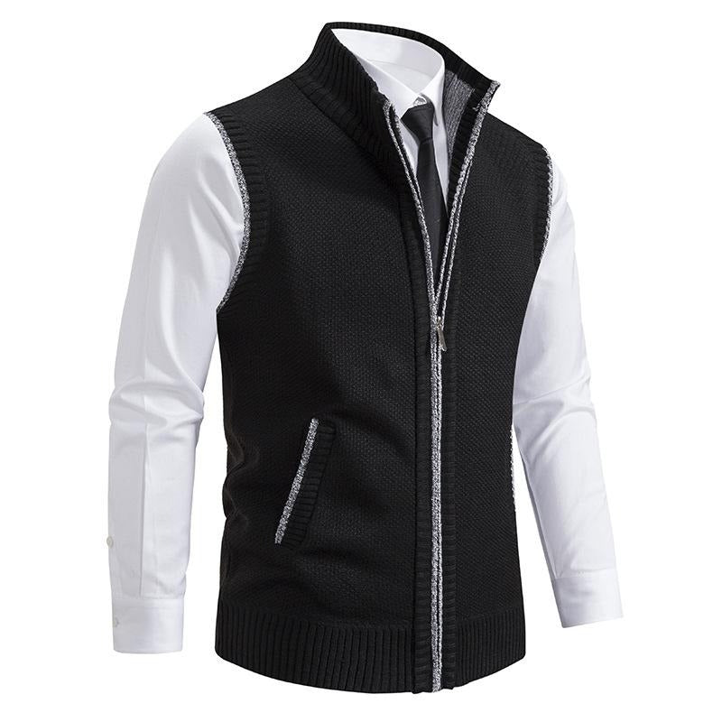 Amawinc Gilet Sans Manches En Maille Avec Zip Et Col Debout Pour Tenues Formelles Ou Décontractées