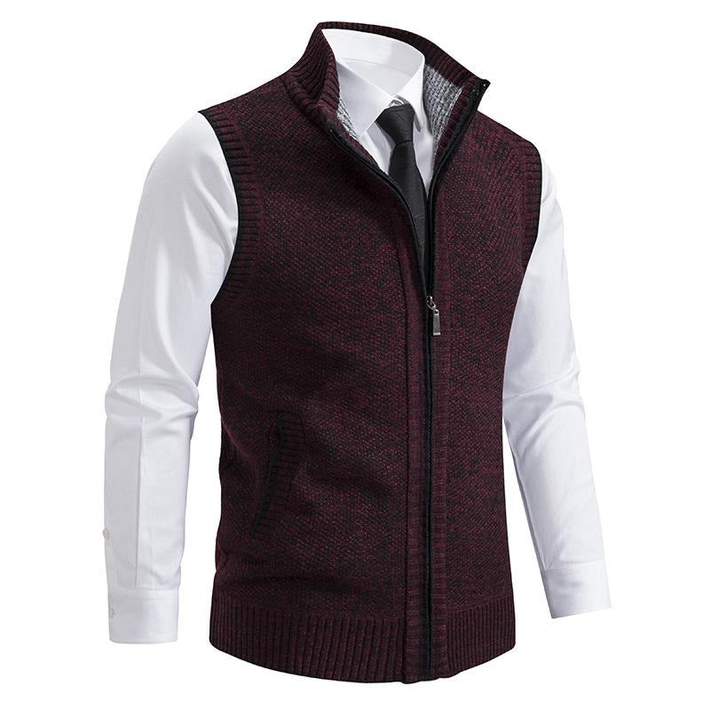 Amawinc Gilet Sans Manches En Maille Avec Zip Et Col Debout Pour Tenues Formelles Ou Décontractées