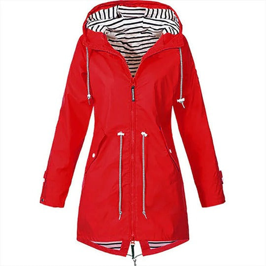 Imperméable Long pour Femmes avec Capuche Ajustable et Étanche pour Protection contre la Pluie
