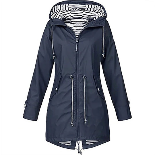 Imperméable Long pour Femmes avec Capuche Ajustable et Étanche pour Protection contre la Pluie