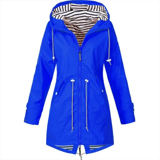 Imperméable Long pour Femmes avec Capuche Ajustable et Étanche pour Protection contre la Pluie