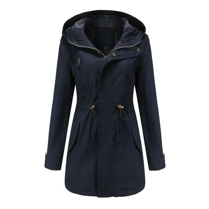 Mackintosh Long Imperméable Avec Protection Contre la Pluie et le Vent, Coupe Longue Structurée Pour Tenue Quotidienne