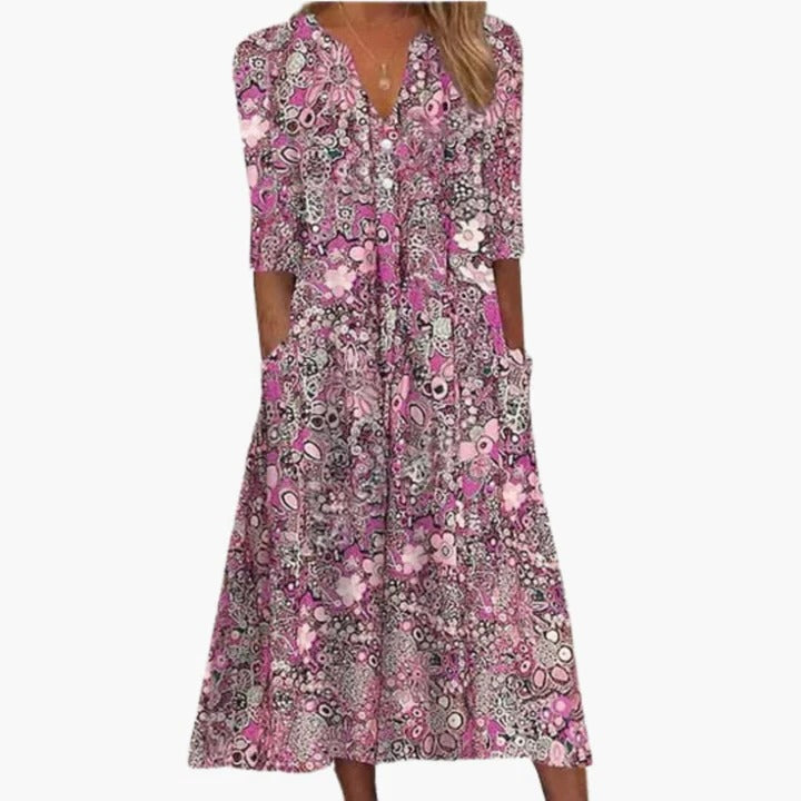 Robe Midi Bohème Pour Femmes Amawinc Confortable Silhouette Fluide Été Romantique Pour Plage Et Vacances Décontractée