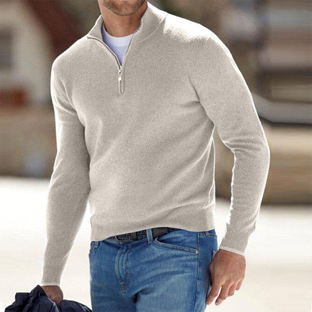 Pull Homme Amawinc D’Hiver Demi Zip Chaleureux Pour Superposition Décontractée Et Sophistiquée