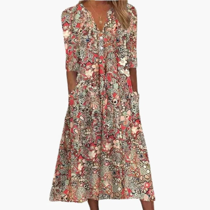 Robe Midi Bohème Pour Femmes Amawinc Confortable Silhouette Fluide Été Romantique Pour Plage Et Vacances Décontractée