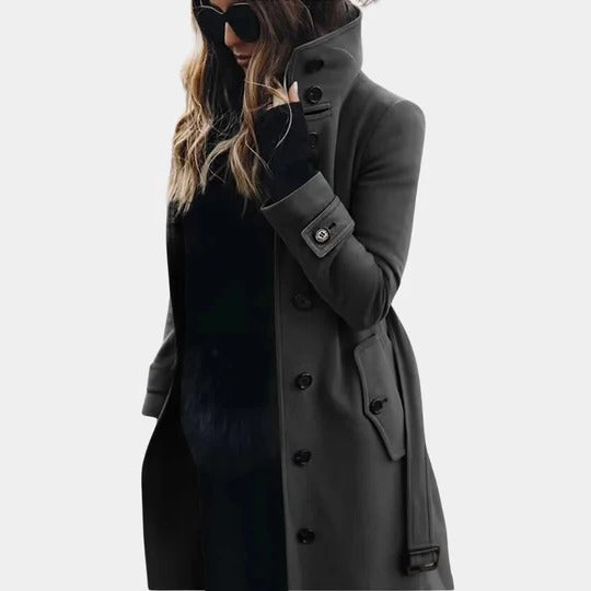 Manteau Trench Pour Femme Longueur Intemporelle Avec Fermeture Frontale Complète Et Chaleur Renforcée