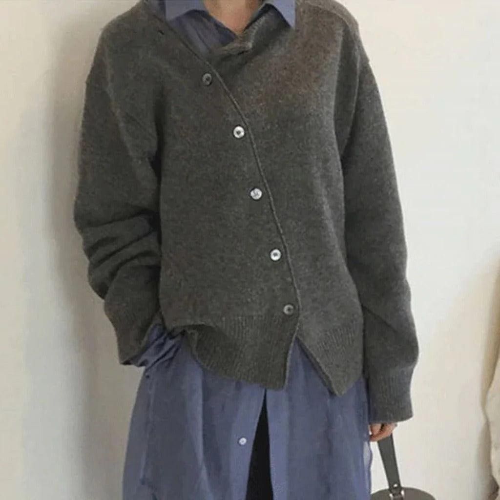 Veste Femme Mi Saison Avec Devant Enveloppant Et Fermeture Boutons Asymétriques Coupe Décontractée