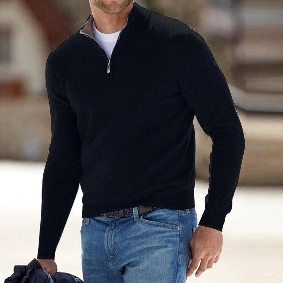 Pull Homme Amawinc D’Hiver Demi Zip Chaleureux Pour Superposition Décontractée Et Sophistiquée