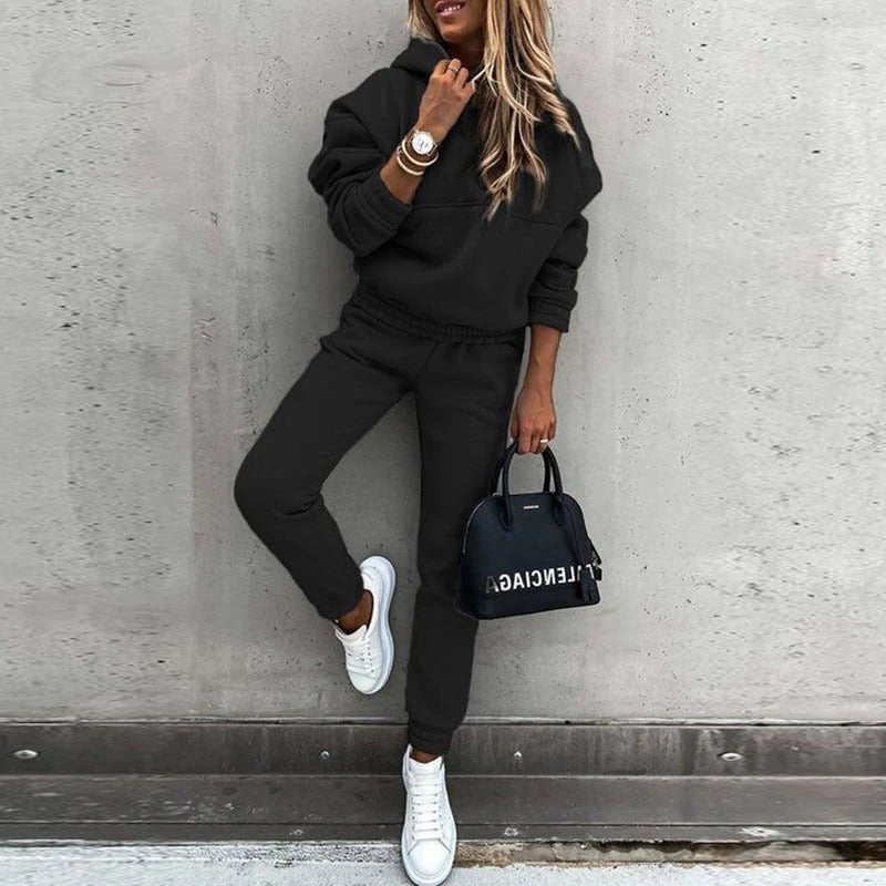 Ensemble Survêtement Décontracté Classique Sweat Capuche Oversize Et Pantalon Jogger Slim Pour Maison Et Voyage