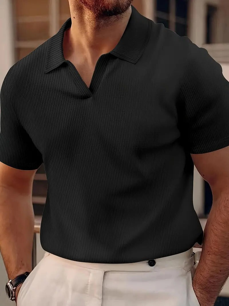 Amawinc Polo Homme En Maille Gaufrée Manches Courtes Confortable Et Chic Gris Clair Pour Look Décontracté
