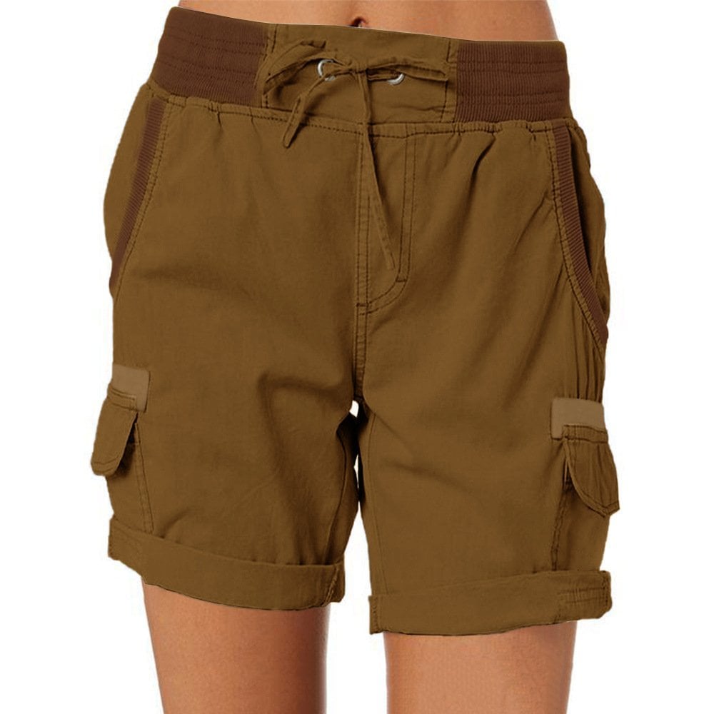 Amawinc Shorts Cargo Femme Coupe Décontractée Mélange Coton Poches Utilitaires Taille À Cordon