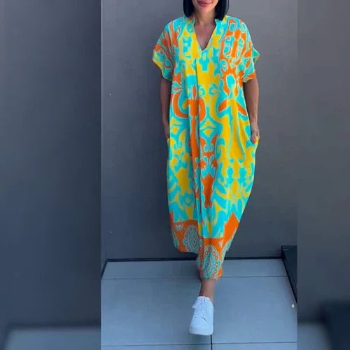 Robe Maxi Femme Amawinc Imprimée Décontractée Pour Été Jour Et Occasions Spéciales Confortable