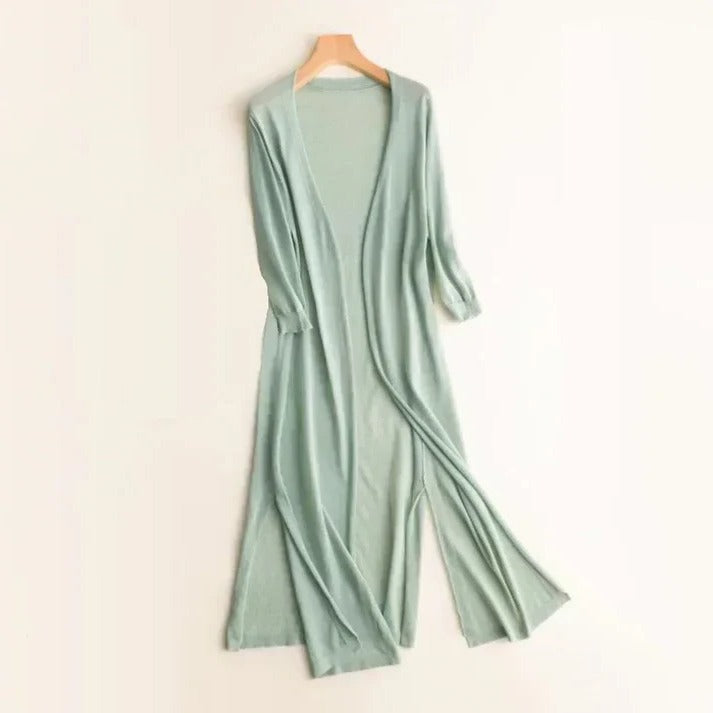 Amawinc Cardigan Long Élégant Pour Tous les Jours et le Travail Confort Moderne Polyvalent