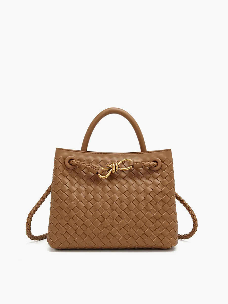 Sac À Main Tissé Amawinc Structuré Noir Avec Bandoulière Double Et Nœud Doré Pour Professionnels Et Étudiants Polyvalents